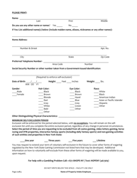 Request for Voluntary Self-exclusion From All Gaming Facilities and Entities Licensed, Permitted or Registered by the New York State Gaming Commission - New York, Page 2