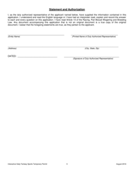 Interactive Fantasy Sports Contest Application for Temporary Permit - New York, Page 5
