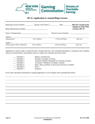 Form BC-6 Application to Amend Bingo License - New York