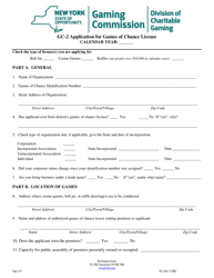 Form GC-2 &quot;Application for Games of Chance License&quot; - New York