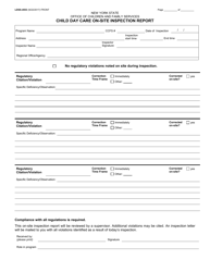 Form LDSS-4553 Child Day Care on-Site Inspection Report - New York