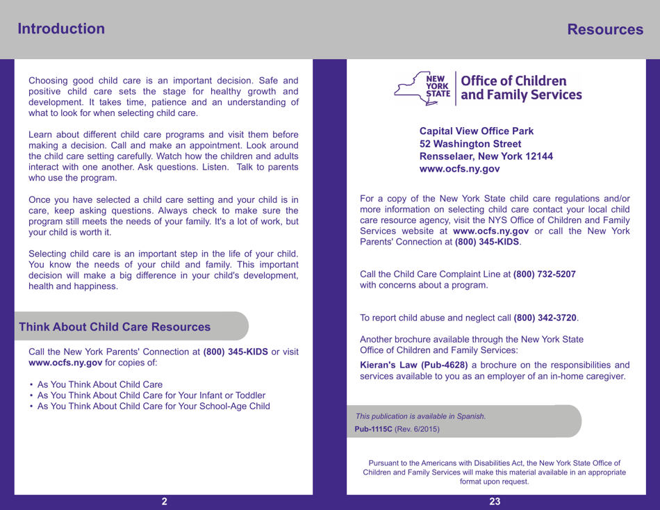 Form PUB-1115C As You Think About Child Care for Your 3- to 5-year-Old - New York, Page 2