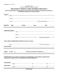 Document preview: Form OCFS-0290 Application to Operate a Family Boarding Care Facility - New York