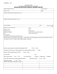 Form OCFS-4830 Detention Services Unusual Incident Report - New York
