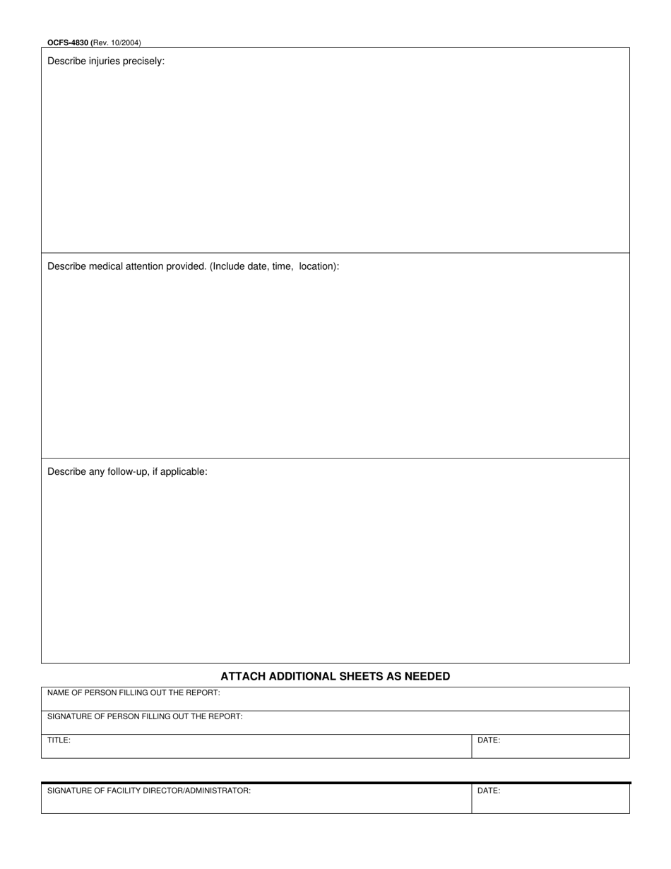 Form OCFS-4830 Detention Services Unusual Incident Report - New York, Page 2