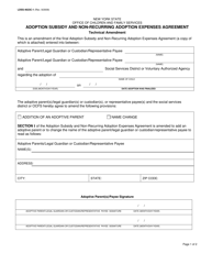 Form LDSS-4623C-1 &quot;Adoption Subsidy and Non-recurring Adoption Expenses Agreement - Technical Amendment&quot; - New York