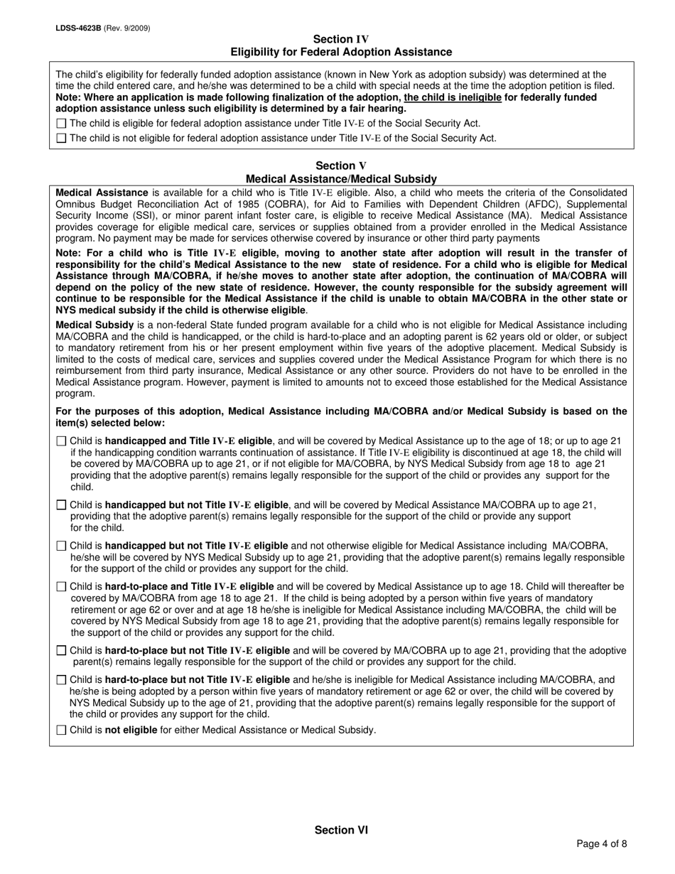 Form LDSS4623B Fill Out, Sign Online and Download Printable PDF, New