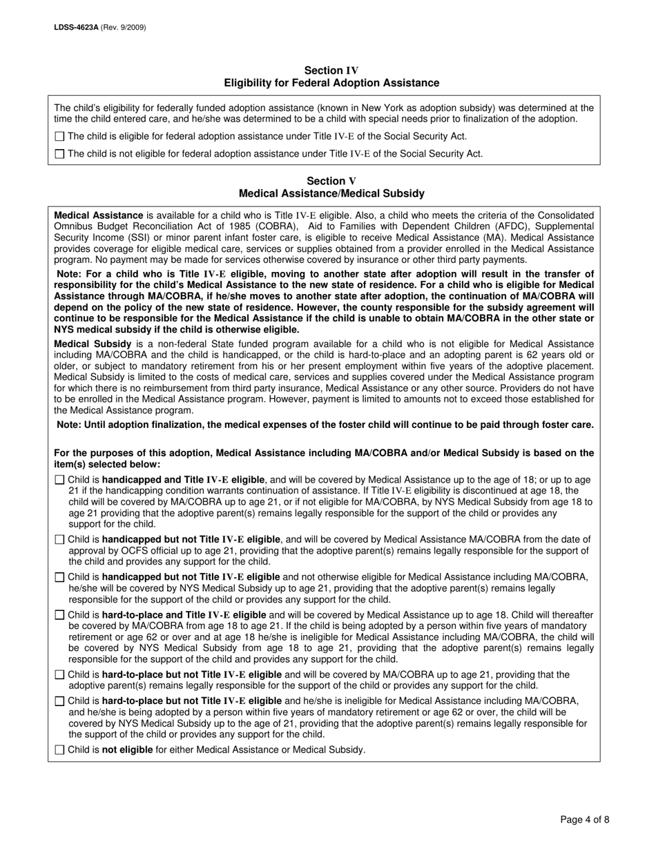 Form LDSS4623A Fill Out, Sign Online and Download Printable PDF, New