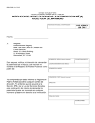 Document preview: Formulario LDSS-2724S Notificacion Del Intento De Demandar La Paternidad De Un Nino(A) Nacido Fuera Del Matrimonio - New York (Spanish)