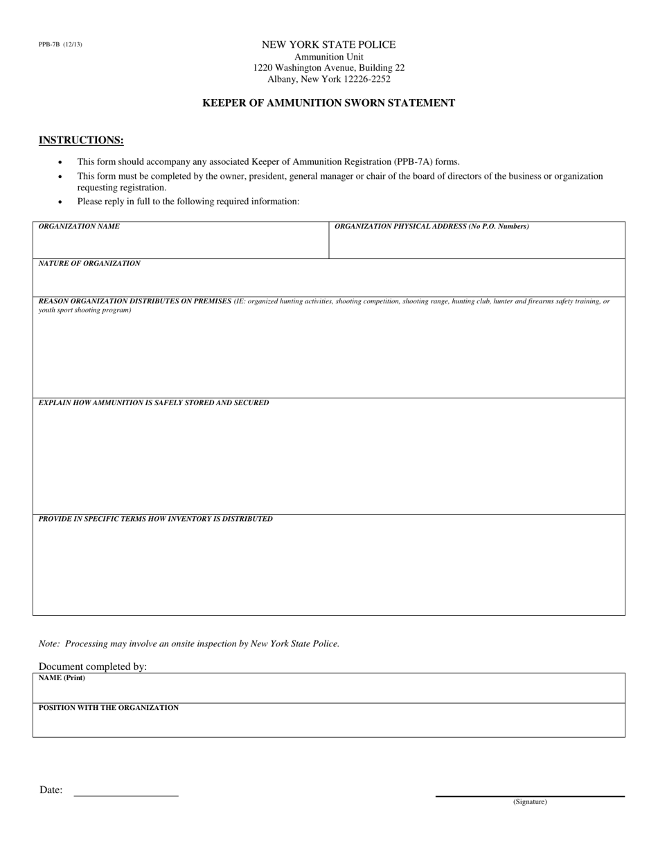 Form PPB-7B - Fill Out, Sign Online and Download Printable PDF, New ...