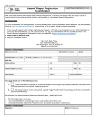Form PPB-11C Assault Weapon Registration Recertification - New York