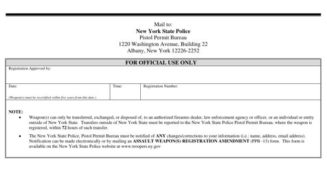 Form PPB-11 Assault Weapon(S) Registration - New York, Page 2