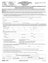Form MR/IME-1 &quot;Health Provider's Application for Authorization Under the Workers' Compensation Law&quot; - New York