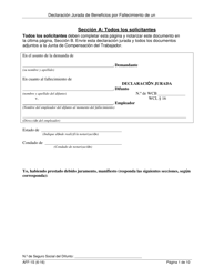 Formulario AFF-1S Declaracion Jurada Para La Indemnizacion Por Fallecimiento - New York (Spanish), Page 2