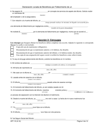 Formulario AFF-1S Declaracion Jurada Para La Indemnizacion Por Fallecimiento - New York (Spanish), Page 4