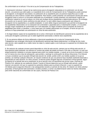 Formulario OC-110A Autorizacion Del Reclamante Para Divulgar Los Expedientes De La Junta De Compensacion De Los Trabajadores - New York (Spanish), Page 2