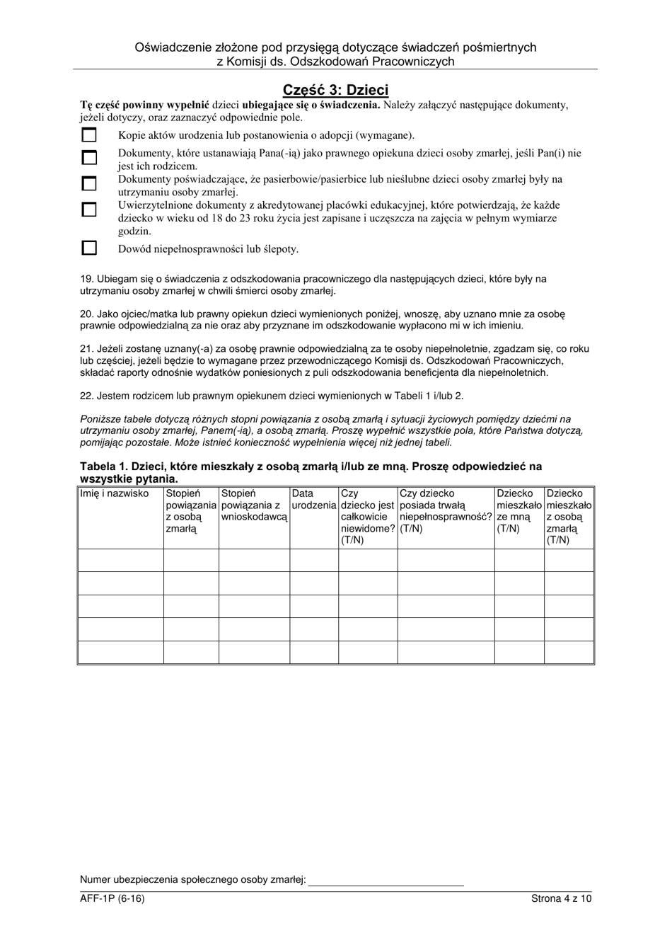 Form AFF-1P Affidavit for Death Benefits - New York (Polish), Page 5