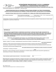 Document preview: Form OC-110A Claimant's Authorization to Disclose Workers' Compensation Records - New York (Polish)
