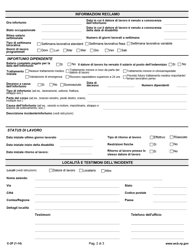 Form C-2F Employer&#039;s Report of Work-Related Injury/Illness - New York (Italian), Page 2