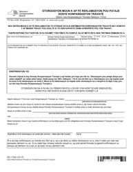 Document preview: Form OC-110A Claimant's Authorization to Disclose Workers' Compensation Records - New York (Haitian Creole)