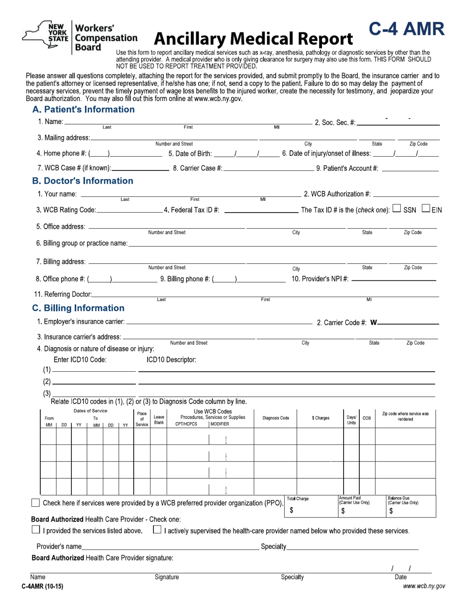 Form C-4 AMR Ancillary Medical Report - New York, Page 1