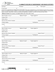 Form C-258.1 Claimant&#039;s Record of Independent Job Search Efforts - New York