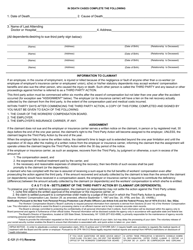 Form C-121 Claim for Compensation and Notice of Commencement of Third Party Action - New York, Page 2