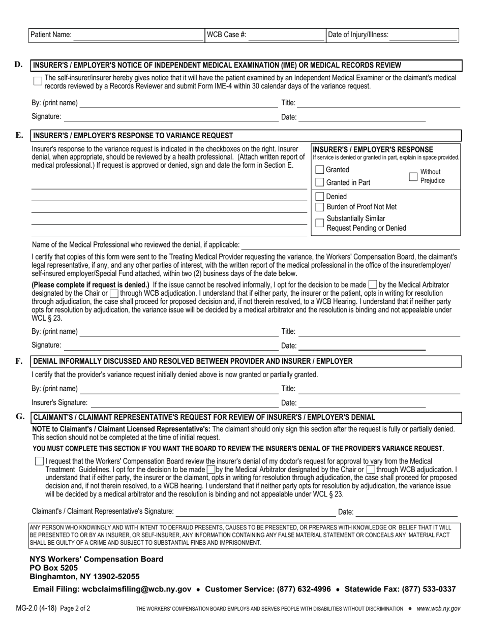 Form MG-2 - Fill Out, Sign Online and Download Fillable PDF, New York ...