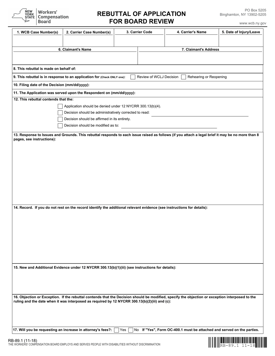 Form RB-89.1 Rebuttal of Application for Board Review - New York, Page 3