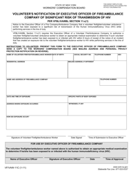 Form VF/VAW-11C Volunteer&#039;s Notification of Executive Officer of Fire/Ambulance Company of Significant Risk of Transmission of HIV Per Vfbl/Vawbl Section 11-c(1) - New York