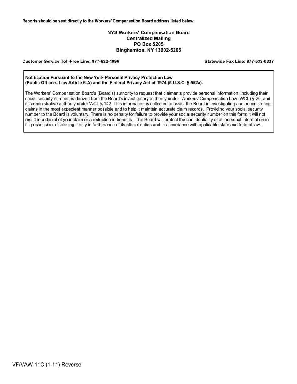 Form VF / VAW-11C Volunteers Notification of Executive Officer of Fire / Ambulance Company of Significant Risk of Transmission of HIV Per Vfbl / Vawbl Section 11-c(1) - New York, Page 2