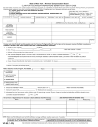 Form VF-62 Claim for Volunteer Firefighter Benefits in a Death Case - New York
