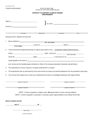 Document preview: Form AC1551 Affidavit to Support Claim of Forged Endorsement - New York