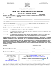 Document preview: Official Check/Money Order Affidavit for Individuals - New York