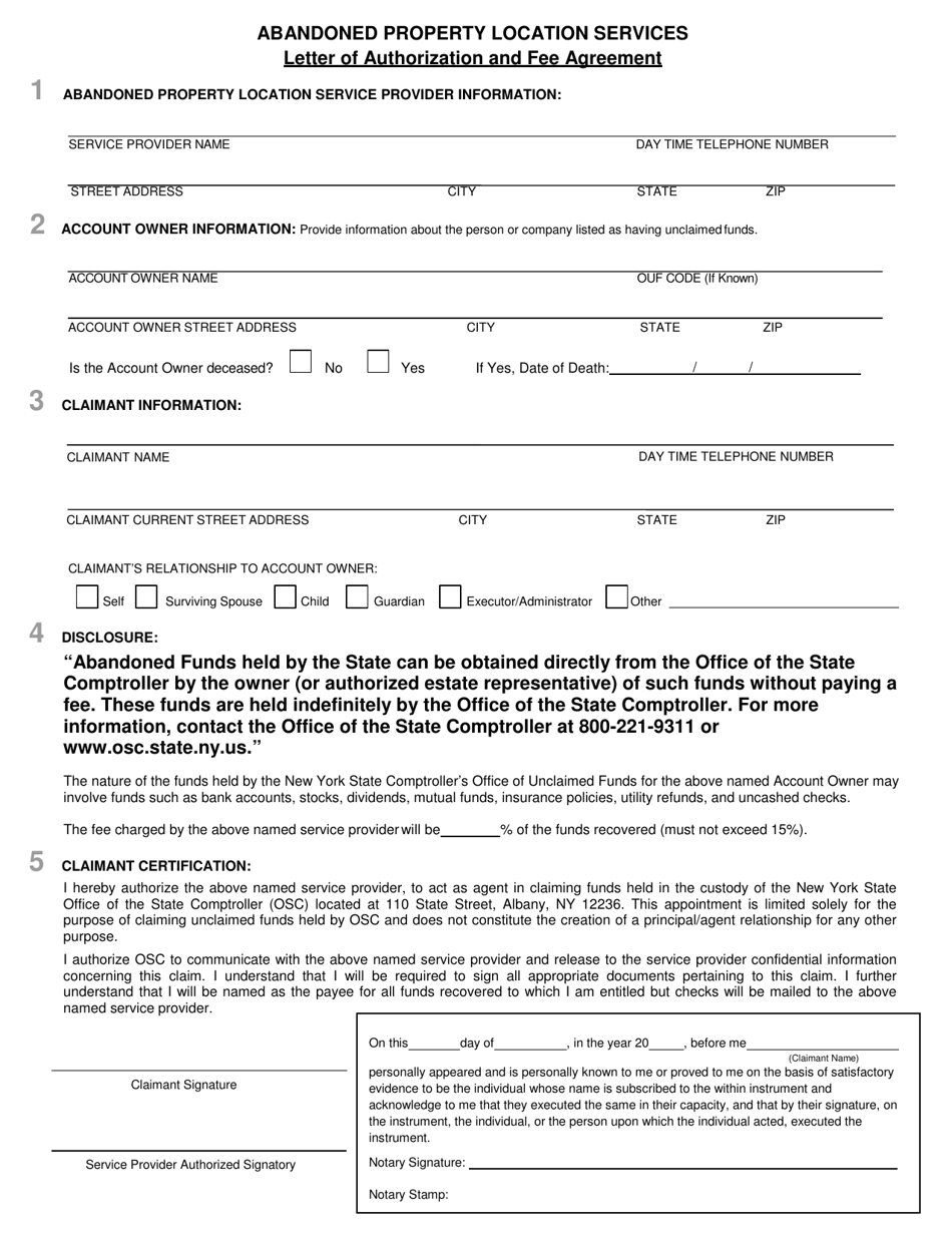 New York Letter Of Authorization And Fee Agreement Fill Out Sign Online And Download Pdf 6678