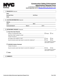 Document preview: Construction Safety Enforcement Appointment Request Form - New York City