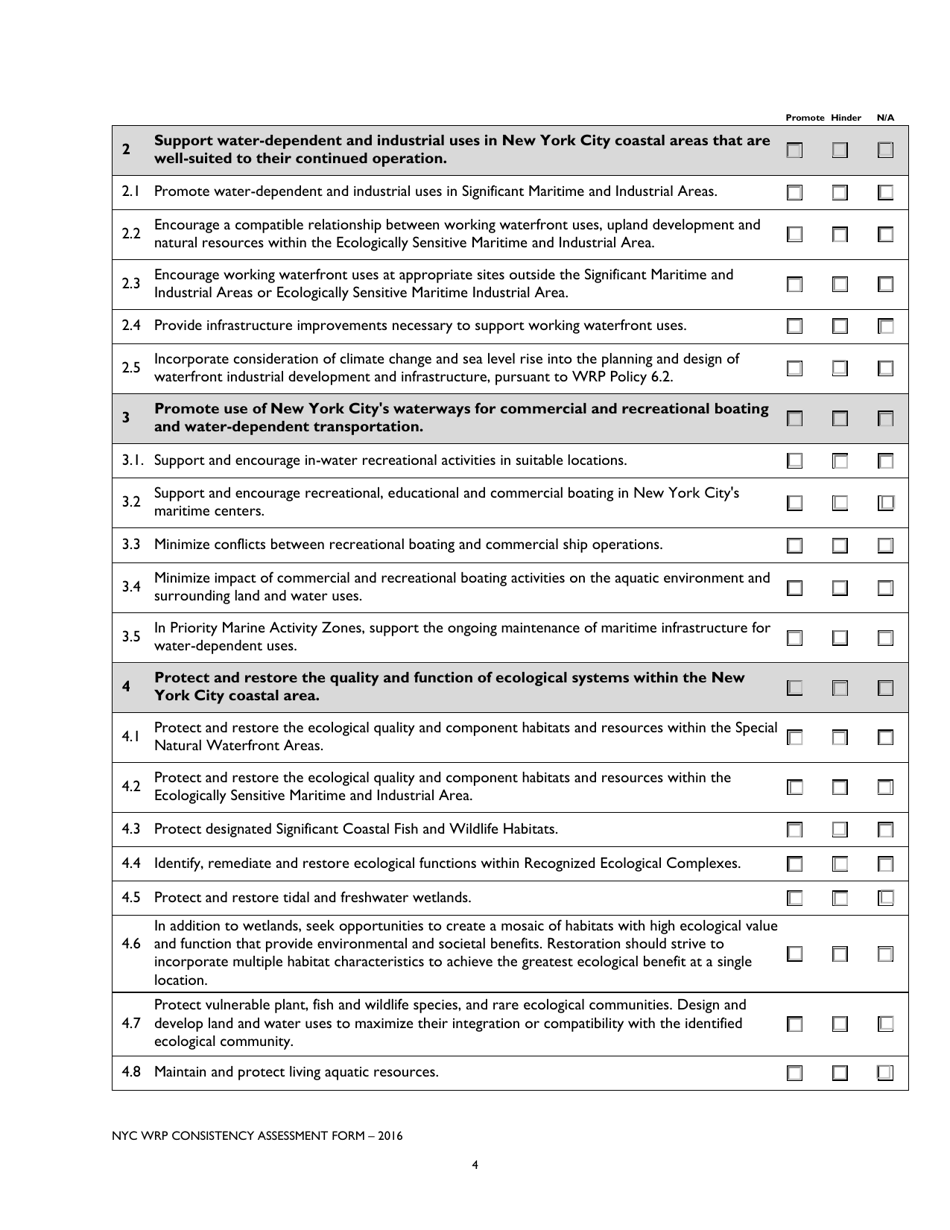 New York City Waterfront Revitalization Program Consistency Assessment Form - New York City, Page 4