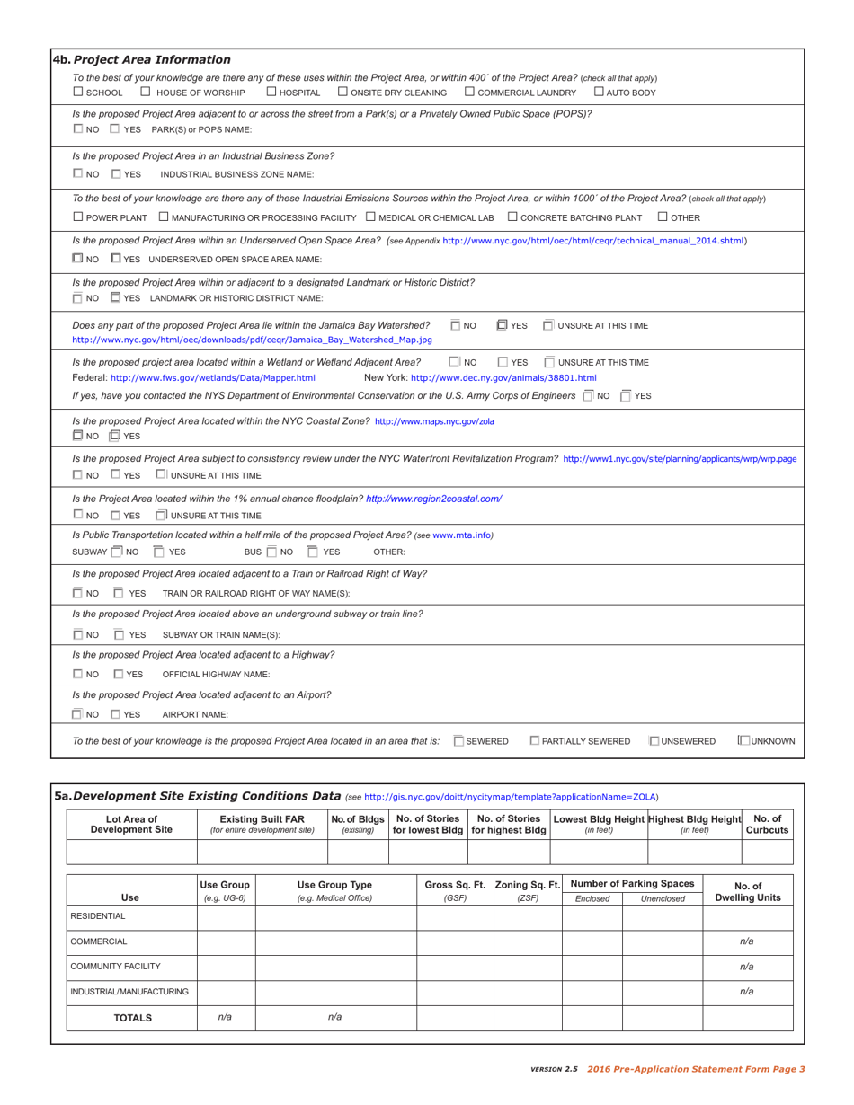 Pre-application Statement - New York City, Page 4