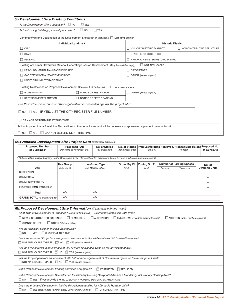 Pre-application Statement - New York City, Page 5