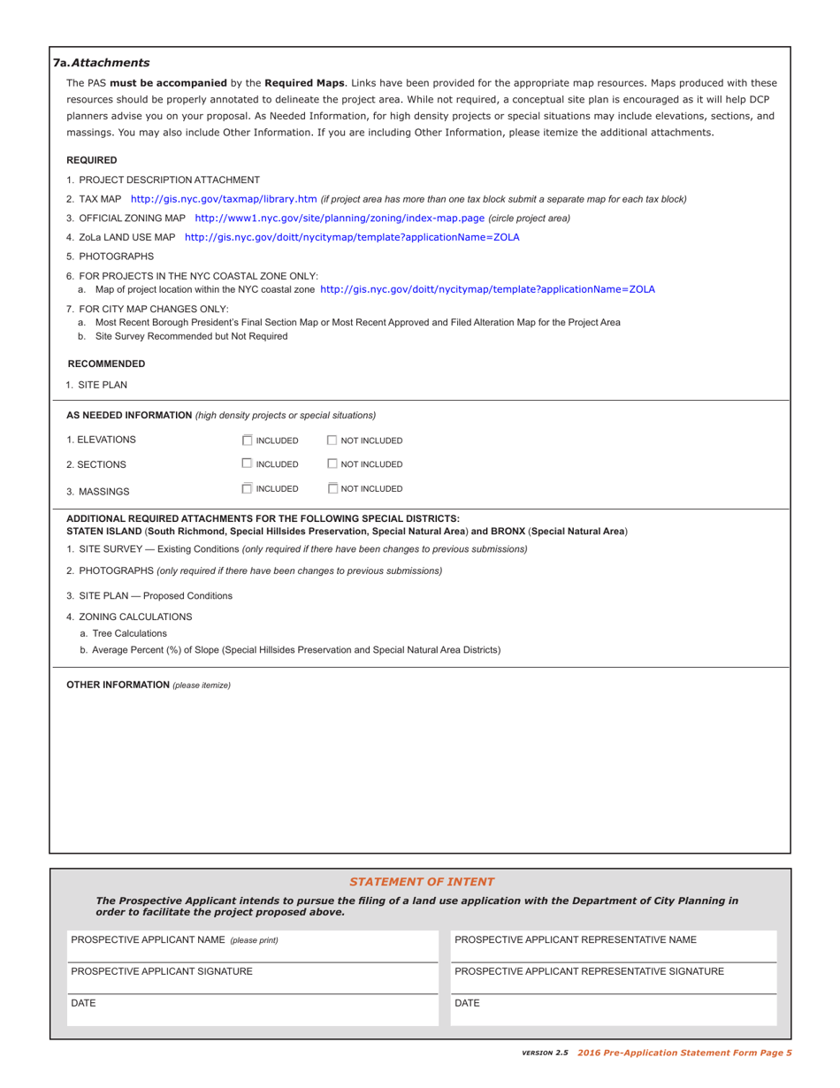 Pre-application Statement - New York City, Page 6