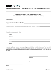 Form DP-2520 Enrollment in the Extended Military Benefits Program - New York City, Page 3