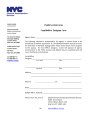 Document preview: Agency Fiscal Officer Designee Form - New York City