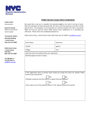 Document preview: Public Service Corps Intern Evaluation - New York City