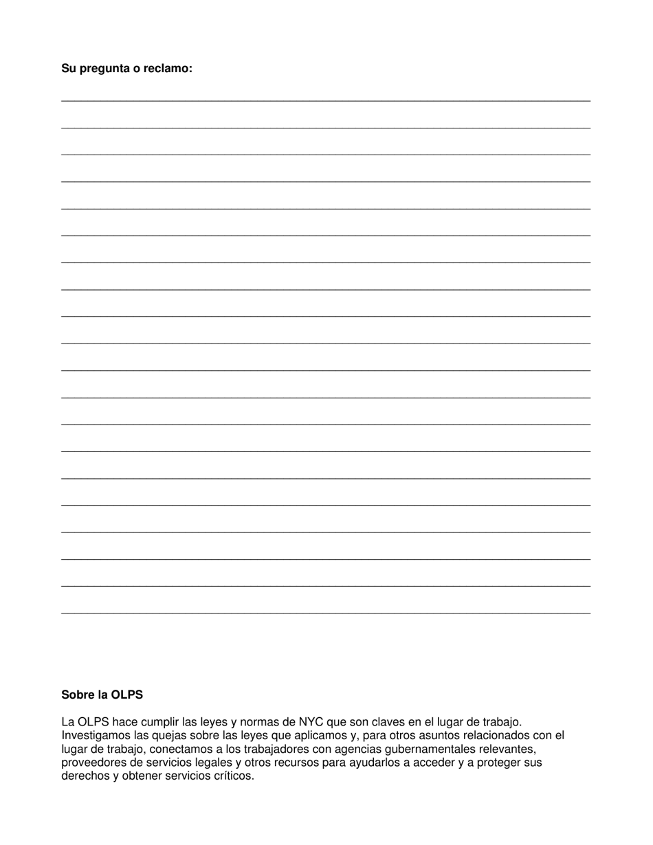 Olps Intake Form - New York City (Spanish), Page 2