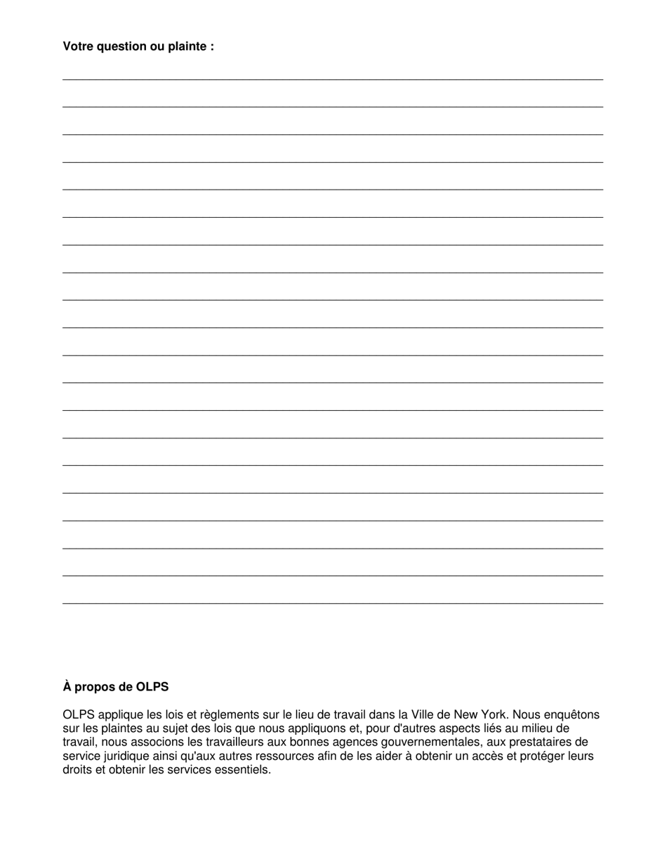 Olps Intake Form - New York City (French), Page 2