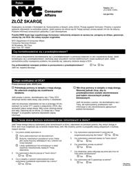 Document preview: Consumer Complaint - New York City (Polish)
