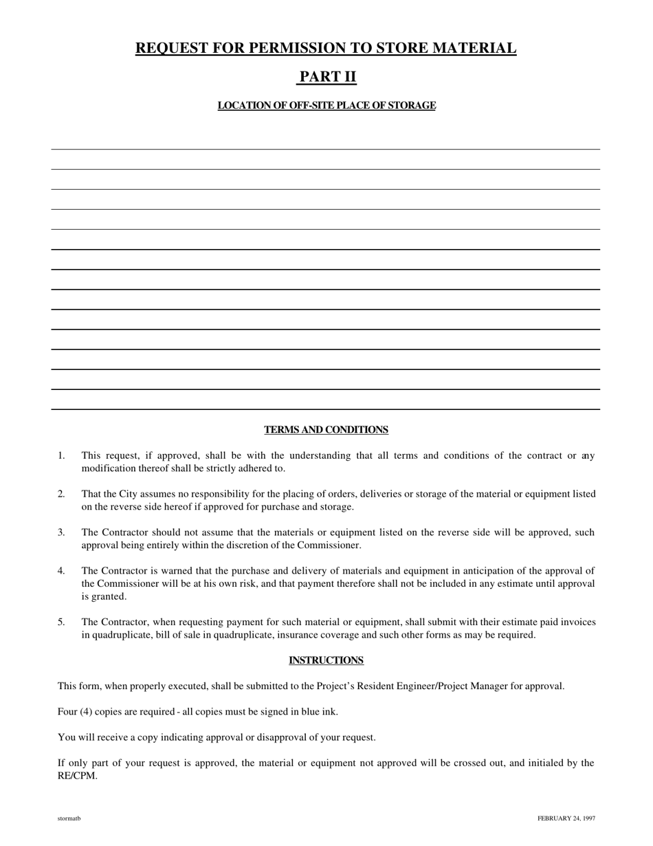 Request for Permission to Store Material - New York City, Page 2