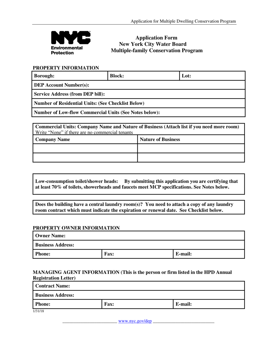 Application for Multi-Family Conservation Program - New York City, Page 1