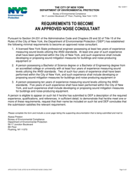 Document preview: Application to Be Listed as an Approved Noise Consultant - New York City