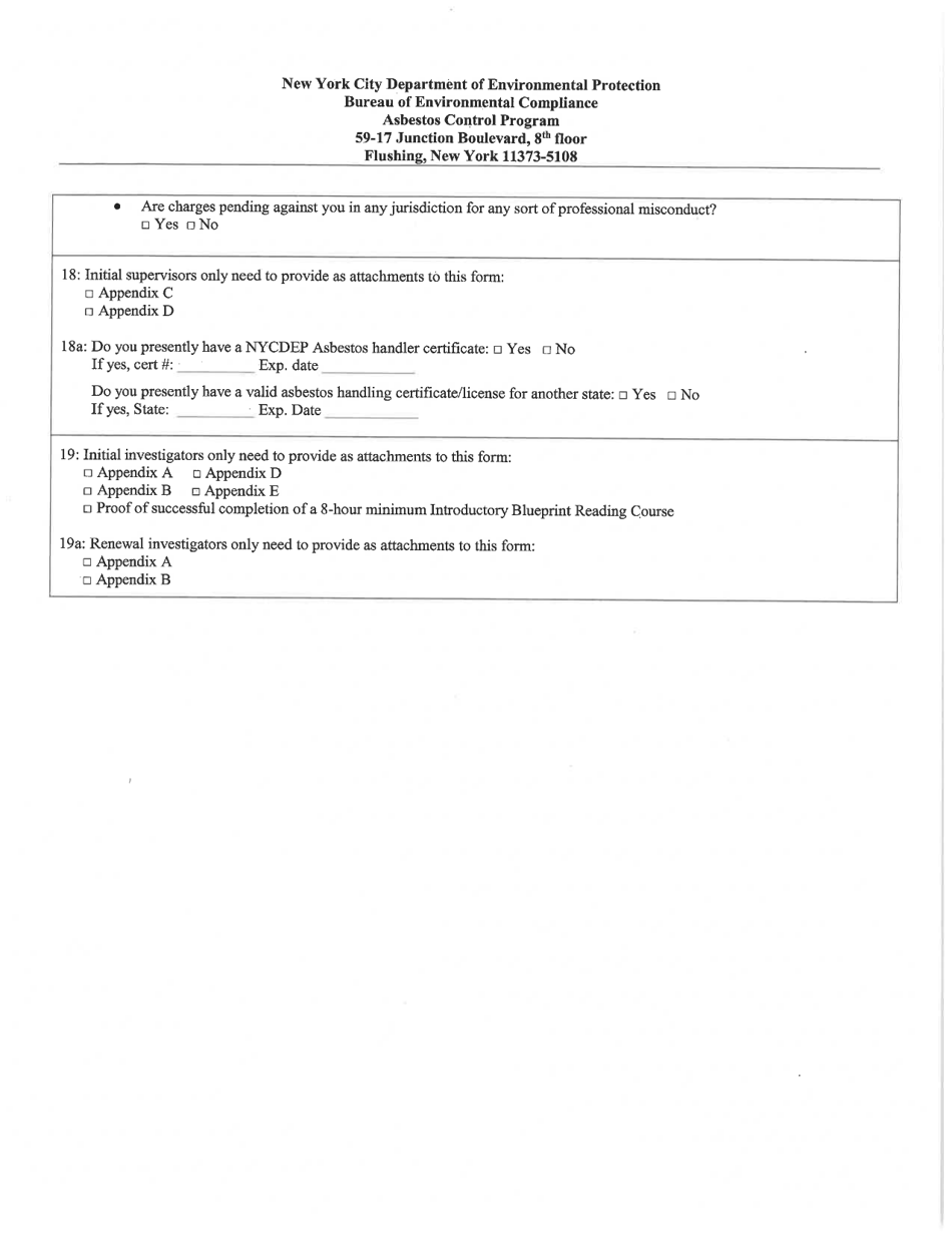 Form ACP2 Asbestos Handler Certification Application - New York City, Page 4